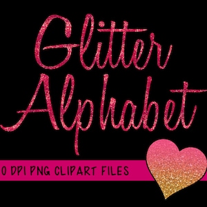 Pink Glitter Alphabet Clipart, Glitter Alphabet Clip Art, Pink Glitter Letters, Fun Cursive Font, Pink Alphabet Letter, Pink Glitter Numbers