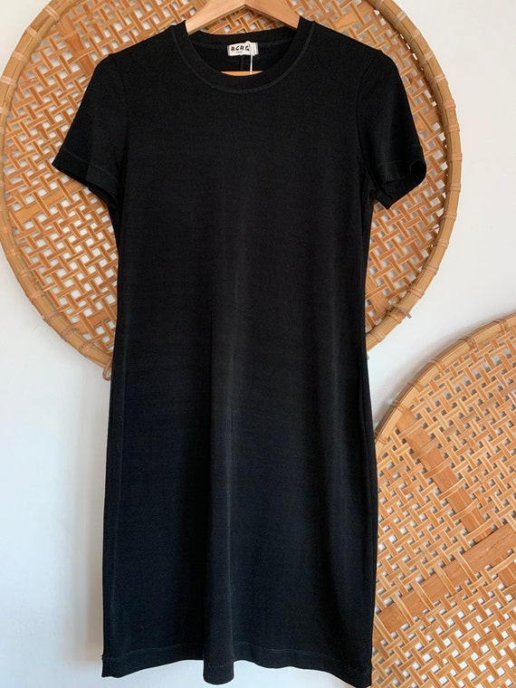 90s Black BCBG Dress stretch Knit Dress, Mod Dres… - image 4