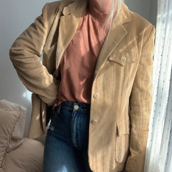 Vintage Corduroy Jacket, Woman’s tan corduroy Blaz