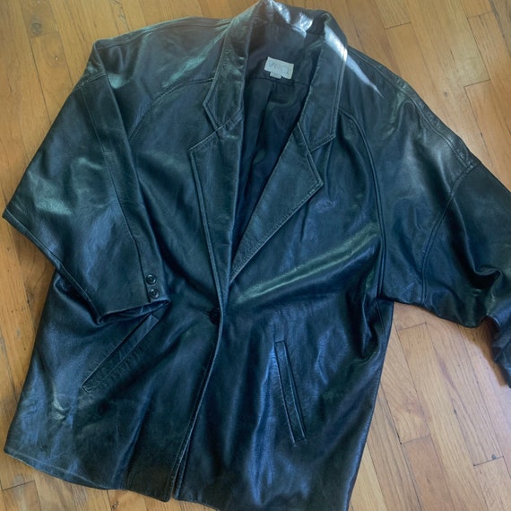 Vintage Black Leather Jacket 80s/ 90s Oversized, D