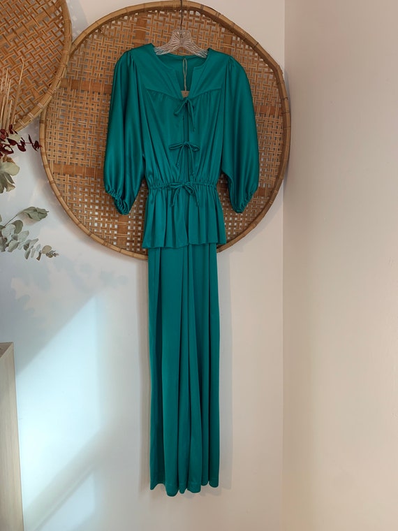 Vintage 80s satin Jumpsuit, 70s cowl neck jumpsuit
