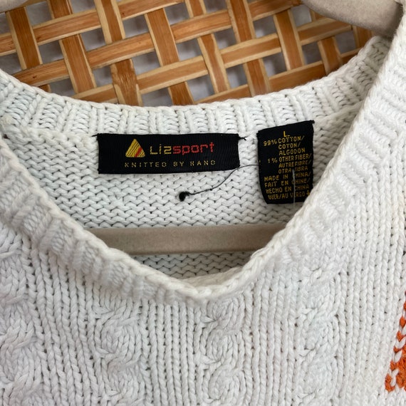 90's Patchwork Sweater, Vintage Chunky Knit, Liz … - image 4