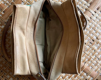 Vintage Leather Patchwork purse Teal Pastel vintage retro boho bag Neutral Vintage Shoulder bag Peach