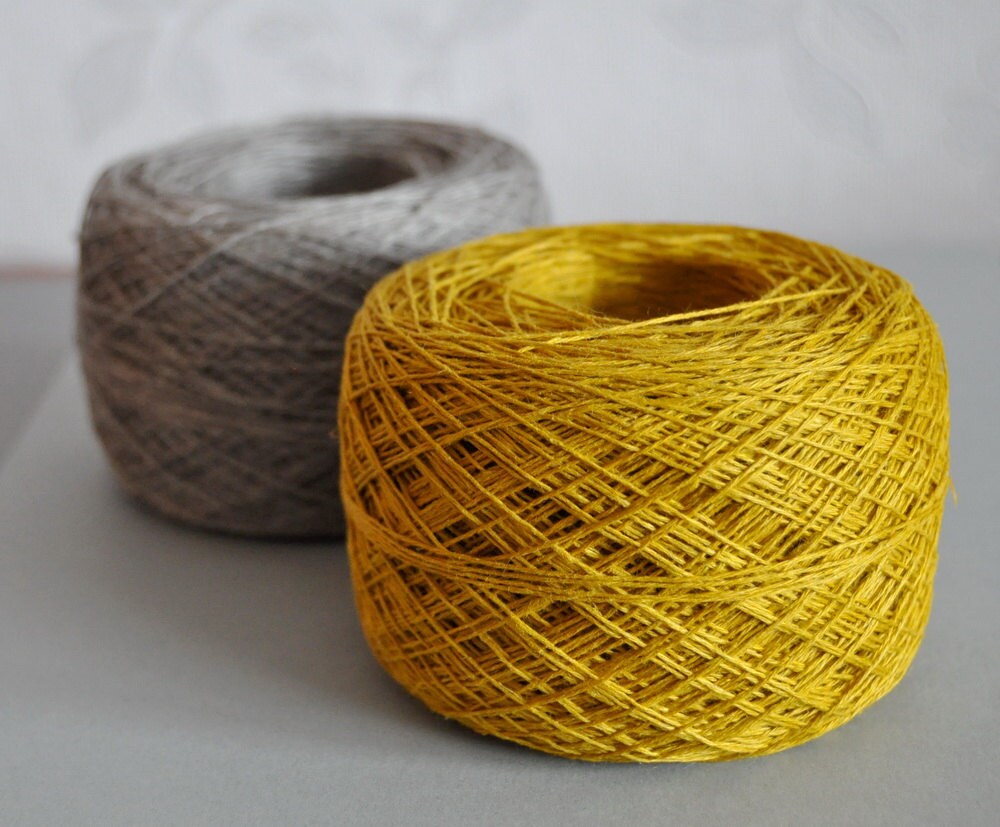 Mustard Yellow 100 Linen Yarn 500 g cone Etsy