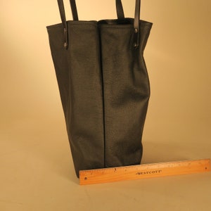 Black leather tote bag handmade in USA