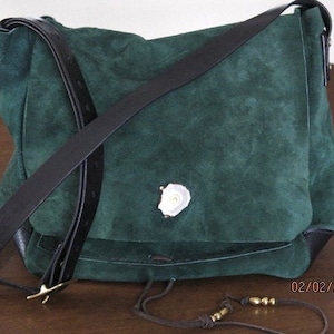 Green Suede Leather purse/bag handmade by me in Virginia
