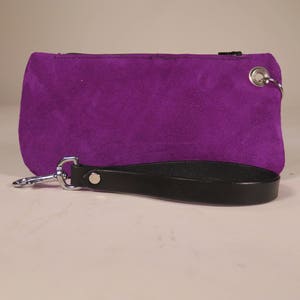 Purple Suede Change Purse with Removable Wrist Strap
