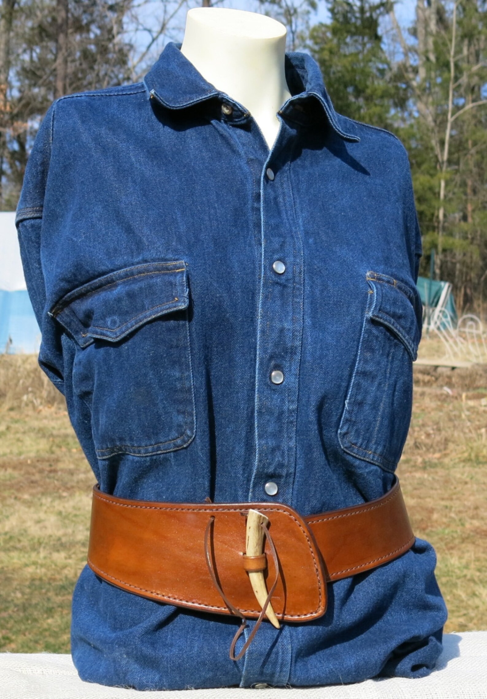 Women's Boho Leather Sash Belt with Antler Closure Etsy