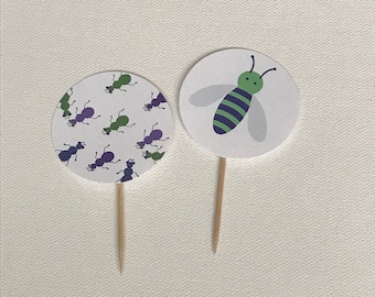 Cupcake Toppers: Bug Birthday (2 colors included)