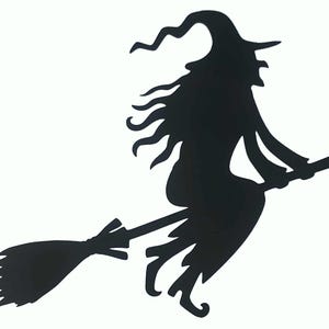 Witch on broom flying through the sky 5&quot; vinyl window/laptop sticker