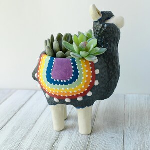 Rainbow Llama Pot | Handmade Pottery | Succulent Animal Planter