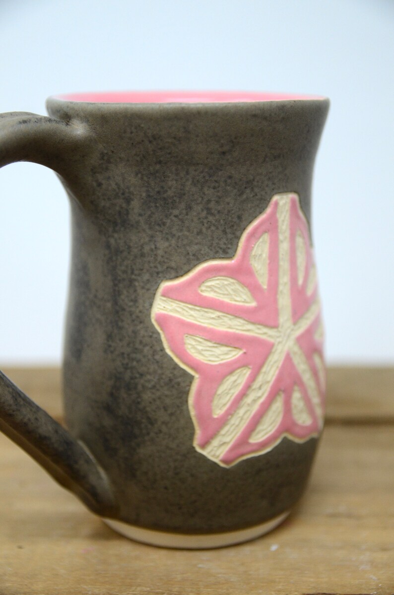 Bubblegum Pink Rochester NY Pottery Mug / Rochester Flower Mug Etsy