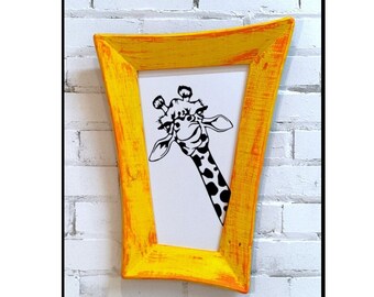 DANkWOOD Whimsical Upcycled wood frame, Chalk board/Eraser board, Paint/Stain, wONKy, CroOKed, Includes your choice of cartoon image.