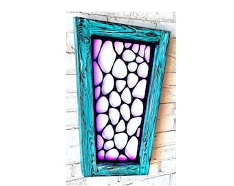 SKINNY LIZARD-  abstract shadow art with bright whimsical cartoon frame and multi-color led nightlight,  pick your styles and color