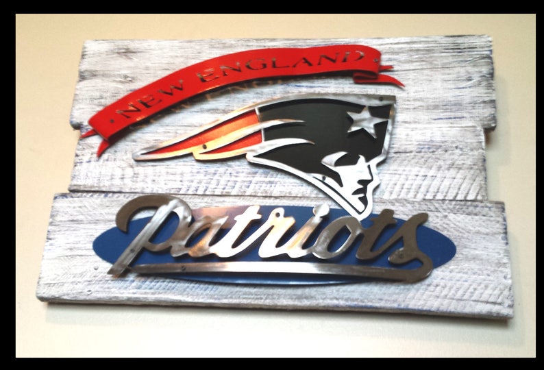 New England Patriots 3D Metal Wall Art on Reclaimed Wood Etsy