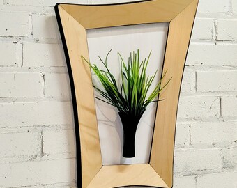 DAnKWooD Happy Plant Whimsical Upcycled wood frame and 3D printed planter vase