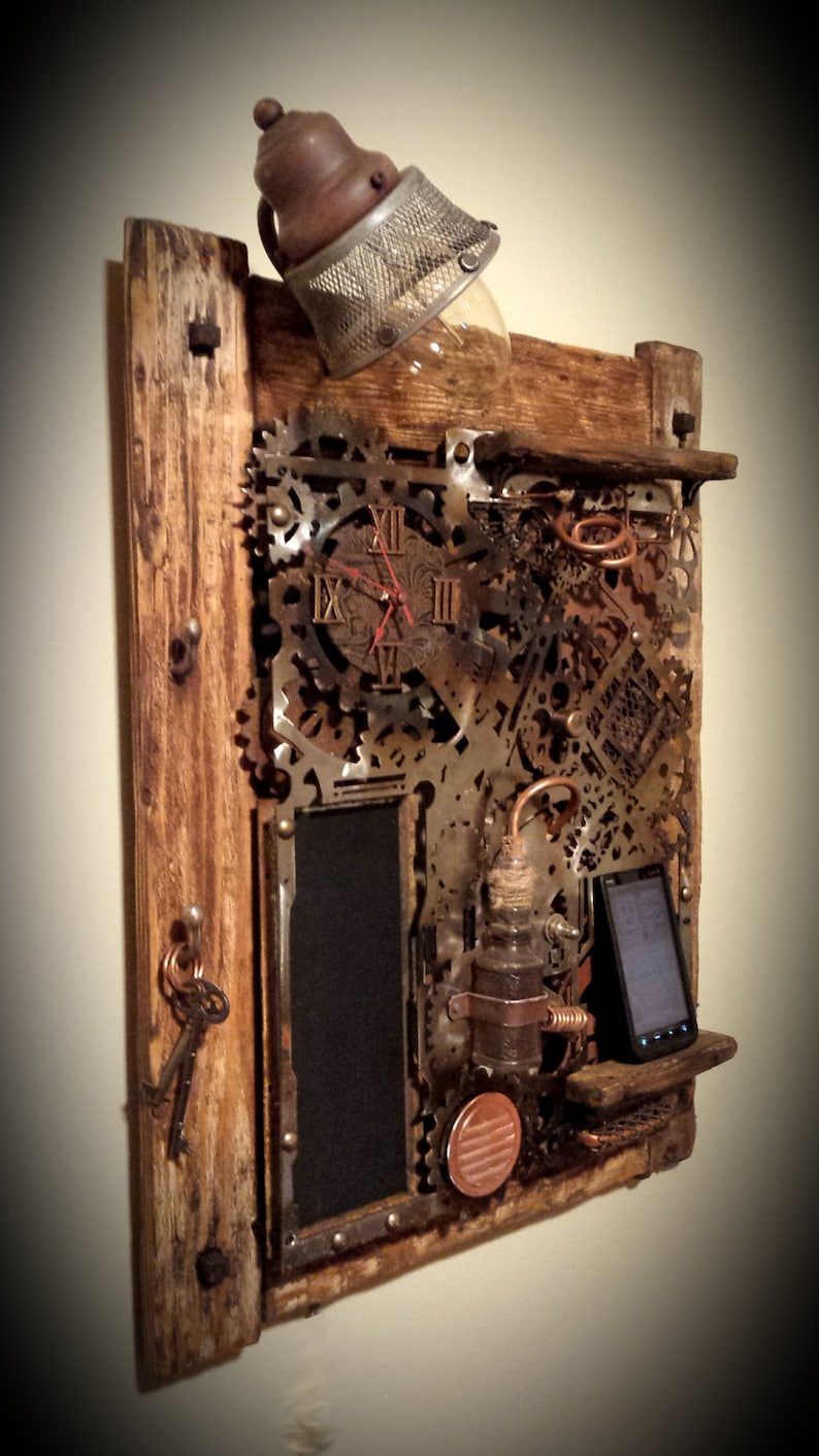 Steampunk Modern Rustic 3D Metal Art Charging Dock Wall Etsy