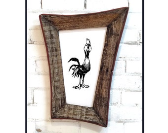 DANkWOOD Whimsical Barnwood frame, Upcycled, Chalk board, eraser board, wONKy, CroOKed, Cartoon, Includes your choice of cartoon image.
