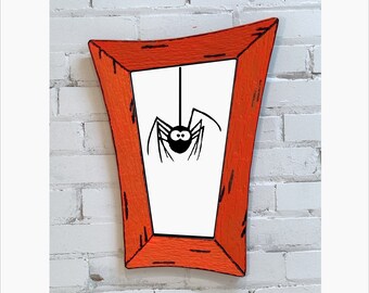 DANkWOOD Whimsical Upcycled wood frame, Chalk board/Eraser board, Paint/Stain, wONKy, CroOKed, Includes your choice of cartoon image. oRANGE
