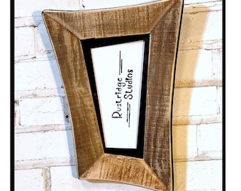 Reclaimed Wood Picture Frame, Whimsical Stenciled Design, 8x10 Portrait (Wonky Shape)