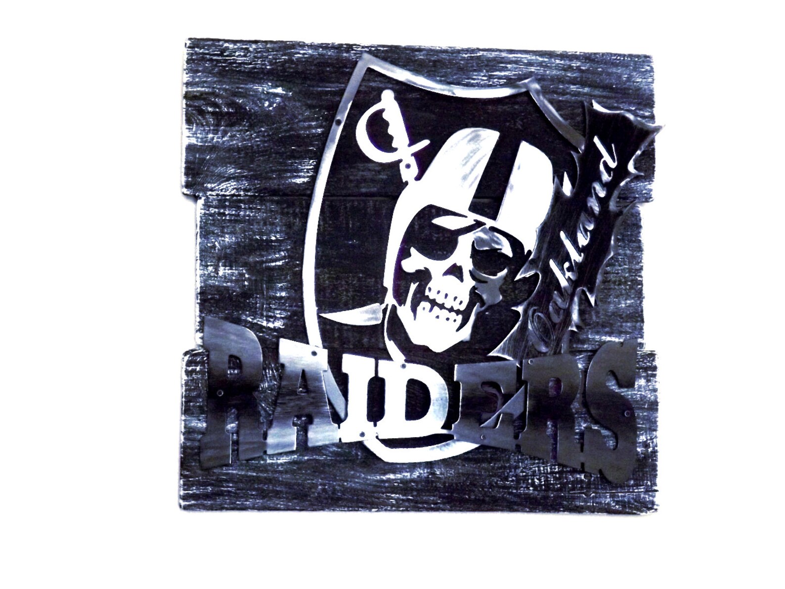 Oakland Raiders 3D Layered Metal Art on a Reclaimed Wood Etsy