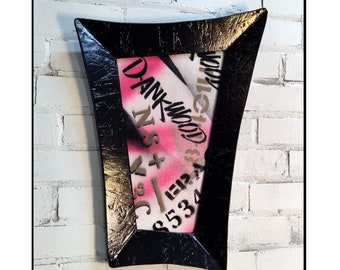 DANkWOOD Whimsical BLACK Graffiti Upcycled chip frame, Chalk board/Eraser board, Paint/Stain, wONKy, Includes your choice of cartoon image.