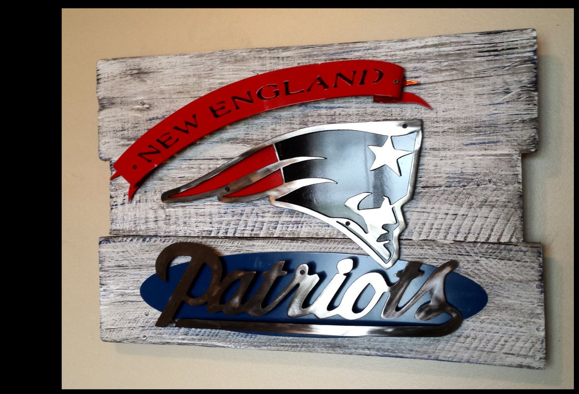 New England Patriots 3D Metal Wall Art on Reclaimed Wood Etsy