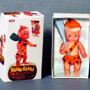 Bamm Bamm Doll Box -  Dollhouse Miniature - 1:12 scale  - 1960s Dollhouse girl nursery Dollhouse Flintstones -PLEASE read the description!