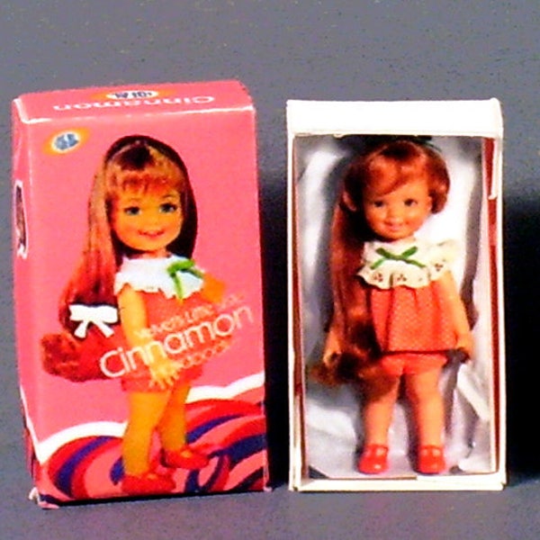Cinnamon Doll Box  -  Dollhouse Miniature 1:12 scale  Dollhouse Accessory - 1970s Dollhouse girl -PLEASE read the description!