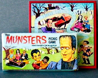 Munsters Picnic Game - Dollhouse Miniature, 1:12 Scale - Halloween, Haunted House