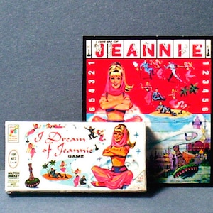 I Dream of Jeannie Game  - Dollhouse Miniature - 1:12 scale - Dollhouse Accessory - Game Box and Game Board - 1960s Dollhouse girl game toy