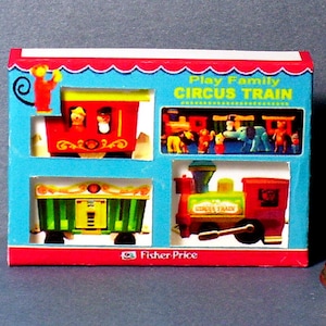 Fisher Price Play Family Circus Train Box - Dollhouse Miniature Accessory - 1:12 scale - Fisher Price Little People dollhouse nursery toy