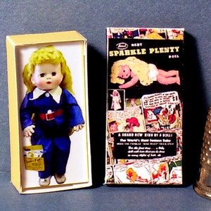 Sparkle Plenty Doll Box  -  Dollhouse Miniature - 1:12 scale - Dollhouse Accessory - 1940s Dollhouse girl  -PLEASE read the description!