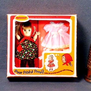 Poor Pitiful Pearl Doll Box -  Dollhouse Miniature  1:12 scale - Dollhouse accessory - 1960s Dollhouse girl  -PLEASE read the description!