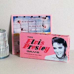 The Elvis Presley Game - Dollhouse Miniature 1:12 scale - Dollhouse Accessory - Game Box and Game Board - 1950s retro Dollhouse game toy