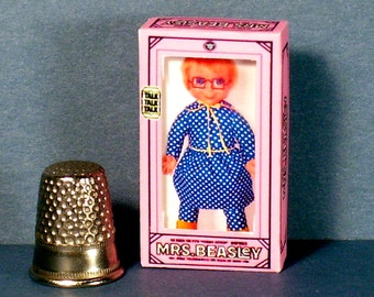 Mrs Beasley Doll Box -  Dollhouse Miniature 1:12 scale - Dollhouse Accessory - 1960s Dollhouse girl nursery  -PLEASE read the description!