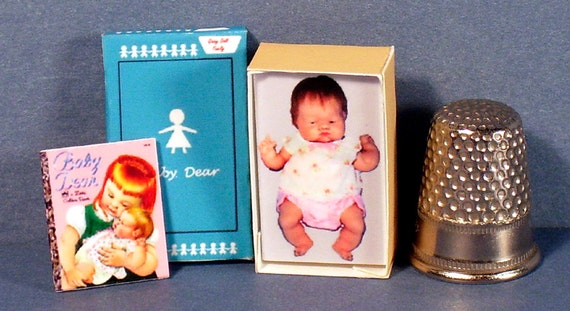 Baby Dear Doll Box & Eloise Wilkins Book Set - Dollhouse Miniature Baby Dear Doll Box & Eloise Wilkins Book Set - Dollhouse Miniature