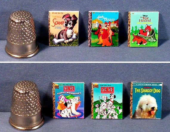 Dollhouse Miniature 1:12 Six Little Golden Books 1950s Disney Movies