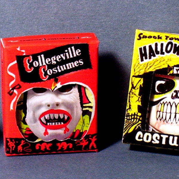 Halloween Costume boîtes - Dracula et squelette - maison de poupée Miniature - 01:12 échelle - vampire de Haunted House maison de poupée Halloween party