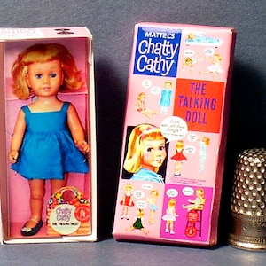 Chatty Cathy Doll Box -  Dollhouse Miniature  1:12 scale - Dollhouse Accessory - 1960s Dollhouse girl  -PLEASE read the description!