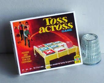 Toss Across Game Box - Doll House Miniature - 1:12 scale - Dollhouse accessory - 1960s Dollhouse game toy box - Miniature toy box replica