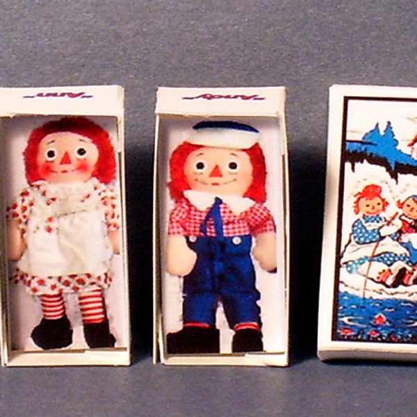 Raggedy Ann und Raggedy Andy Puppe Box Set - Puppenhausminiatur - 01:12 Maßstab - Puppenhaus Raggedy Kindergarten-Bitte lesen Sie die Beschreibung!