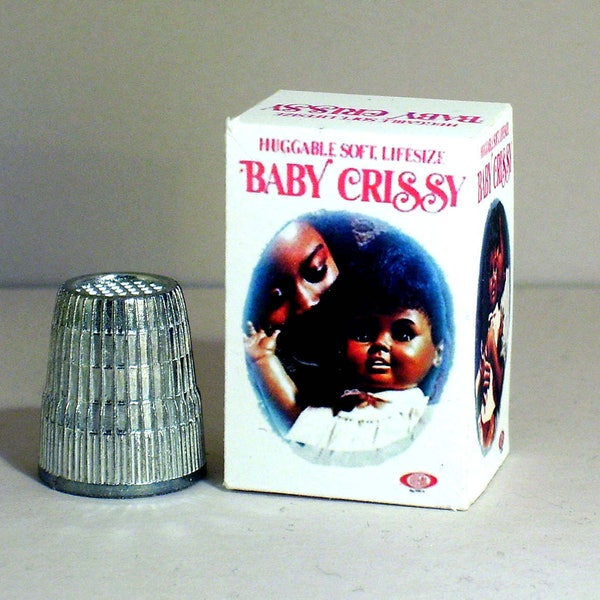 Baby Crissy Doll Box  - African American -   Doll House Miniature  1:12 scale  Dollhouse AA girl nursery -PLEASE read the description!