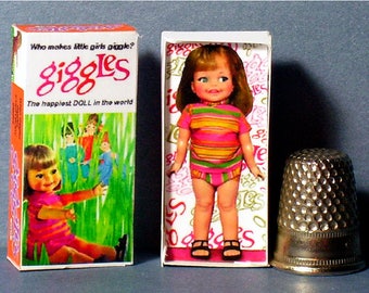 Giggles Doll Box  -  Dollhouse Miniature - 1:12 scale - Dollhouse Accessory - 1960s dollhouse girl nursery -PLEASE read the description!