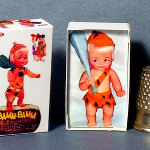 Bamm Bamm Doll Box -  Dollhouse Miniature - 1:12 scale  - 1960s Dollhouse girl nursery Dollhouse Flintstones -PLEASE read the description!