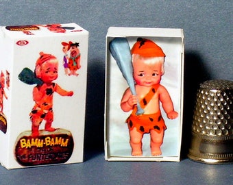 Bamm Bamm Doll Box -  Dollhouse Miniature - 1:12 scale  - 1960s Dollhouse girl nursery Dollhouse Flintstones -PLEASE read the description!
