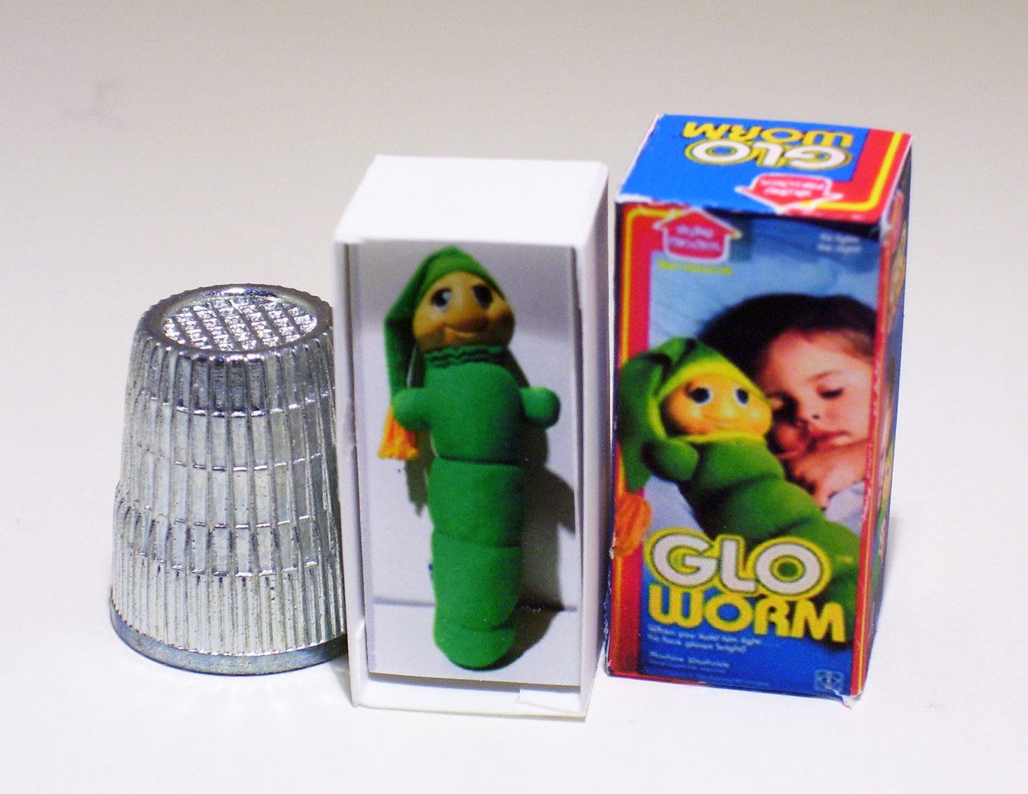 Glo Worm Toy Box Dollhouse Miniature 1:12 Scale Dollhouse Accessory 1980s  Dollhouse Glo Worm Baby Nursery Toy Miniature Box Replica 