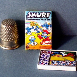 Smurf Colorforms Play Set Box - Dollhouse Miniature  1:12 scale - Dollhouse Accessory  1970s Dollhouse kids nursery toy box Dollhouse Smurfs