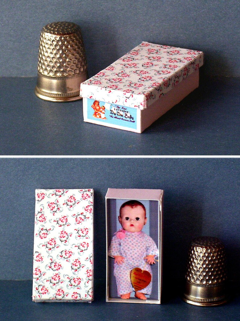 Dy Dee Baby Doll Box Dollhouse Miniature 1:12 scale Dollhouse Accessory 1940s 1950s retro dollhouse PLEASE read the description image 3