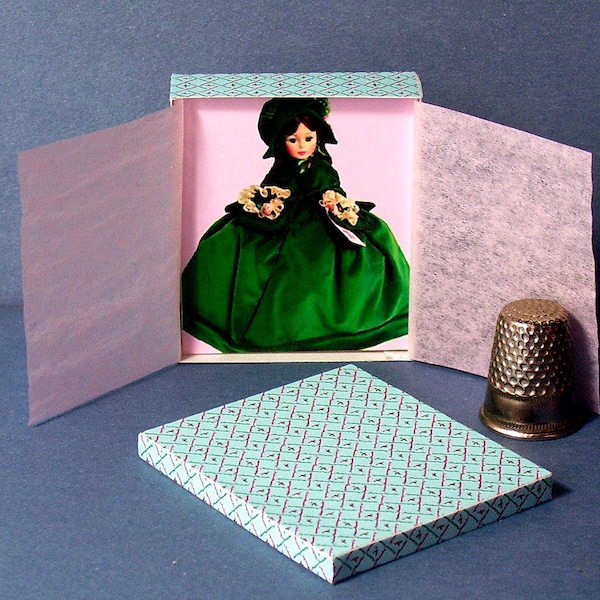 Scarlett O'Hara Doll Box -  Dollhouse Miniature - 1:12 scale Dollhouse Accessory - 1950s Dollhouse girl -PLEASE read the description!